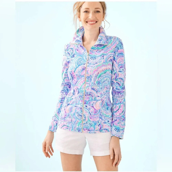 Lilly Pulitzer Leona Zip-Up Happy As A Clam Jacket - Picture 1 of 6